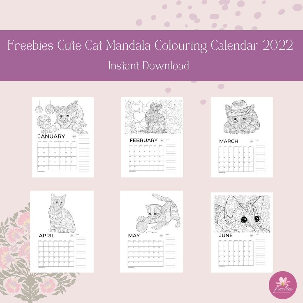 cute cat mandala calendar