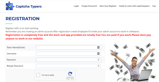 captcha typers registration