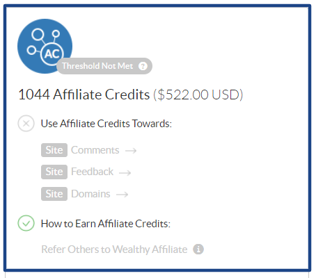 Wealthy-Affiliate affiliate credits