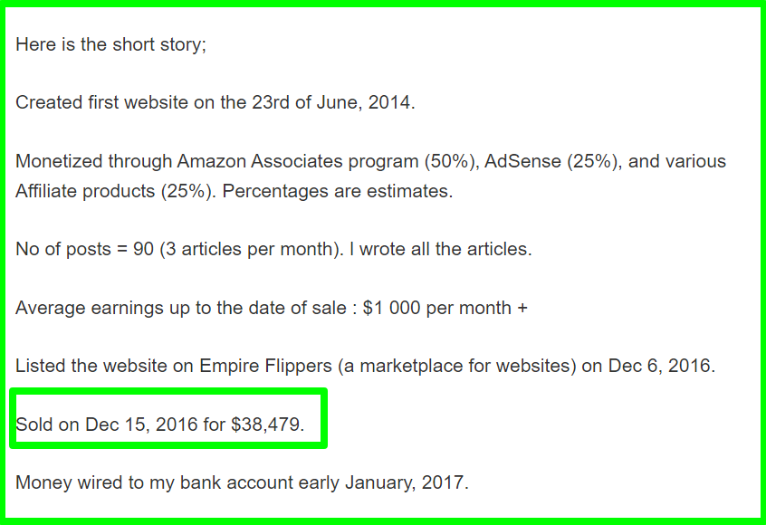 WA Review :My First Website Sold For 38 479