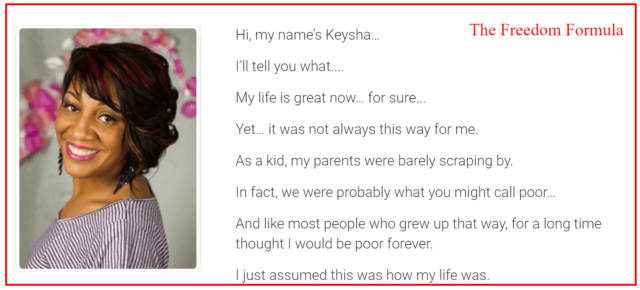 keysha the owner of the freedom formula?