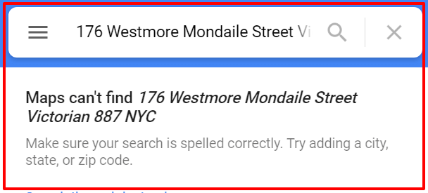 not found on Google Maps