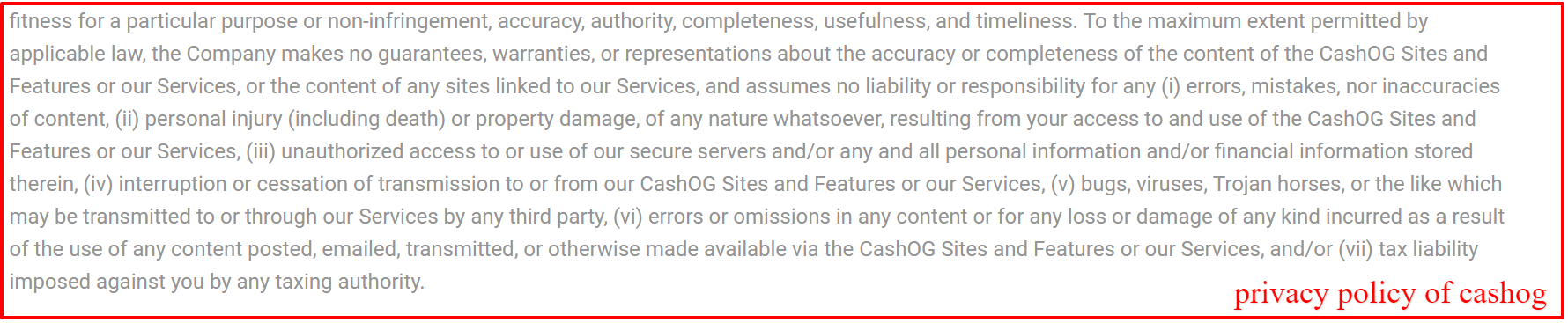 privacy policy of cashog