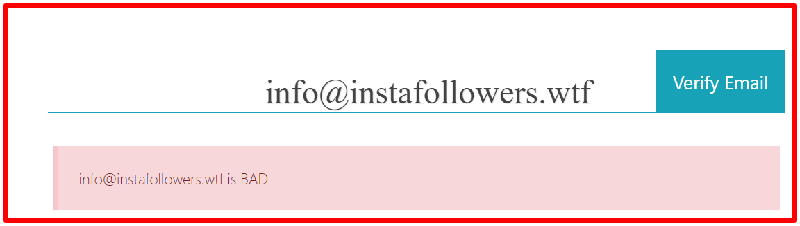 email veification of insta followers.com