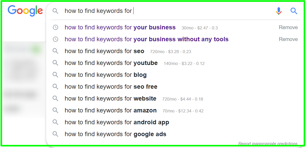 _how to find keywords for your business