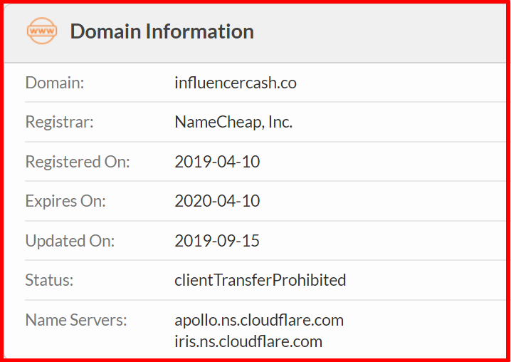 whois influencercash.co