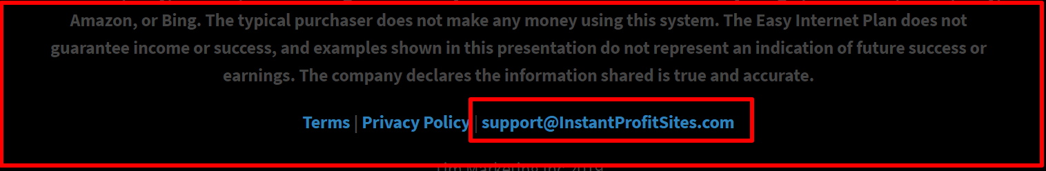 wrong email provided by instant profit sites