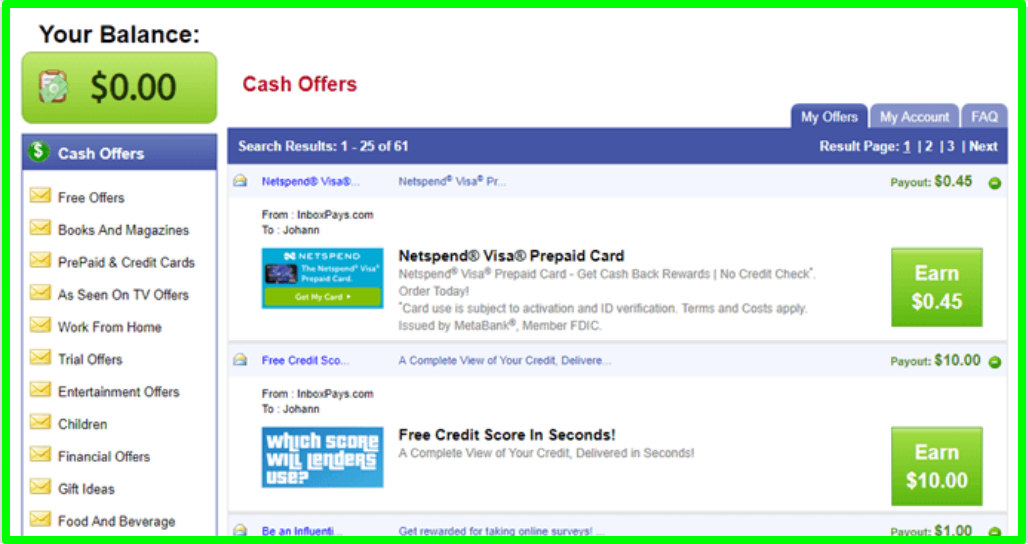 paid offers at inbox pays