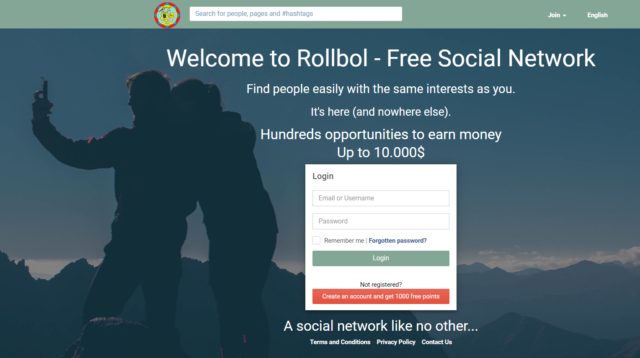 homepage of rollbol