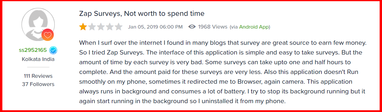 complaints against zap surveys