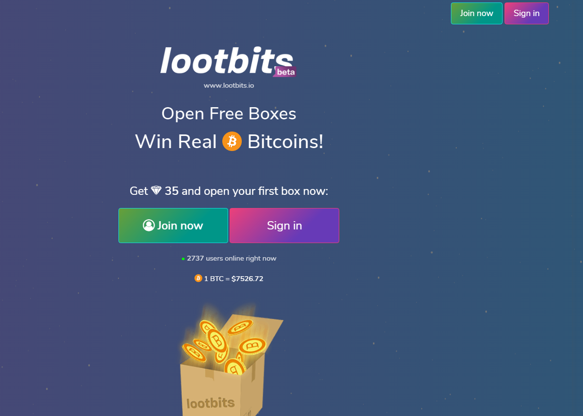 homepage of lootbits
