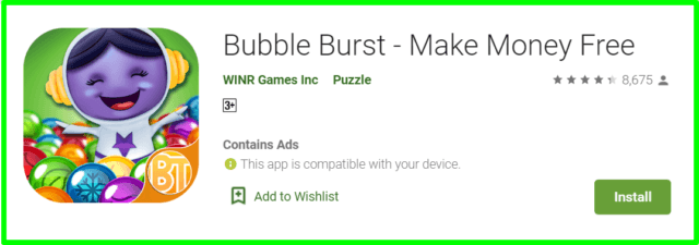 Bubble burst app review homepage