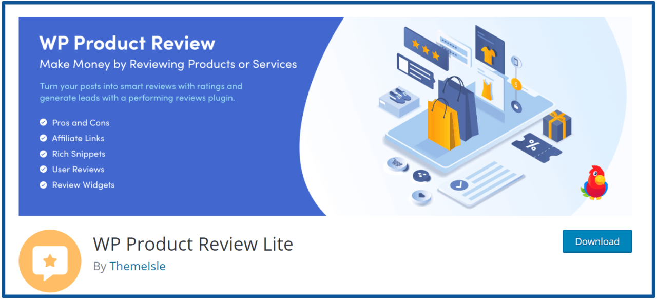 WP Product Review Lite – homepage