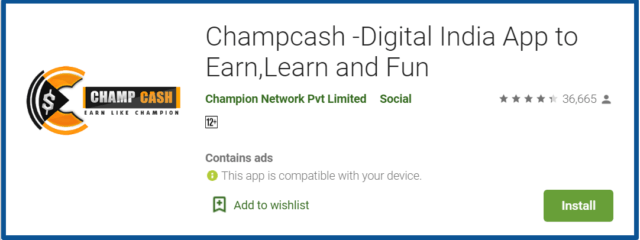 champcash review-google play