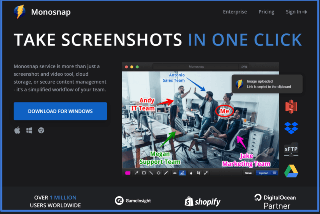 implementing screenshots for your content- screenshot Monosnap