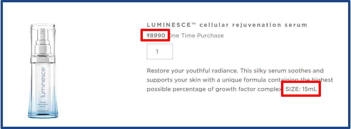 review Luminesce  Jeunesse-high priced but not effective