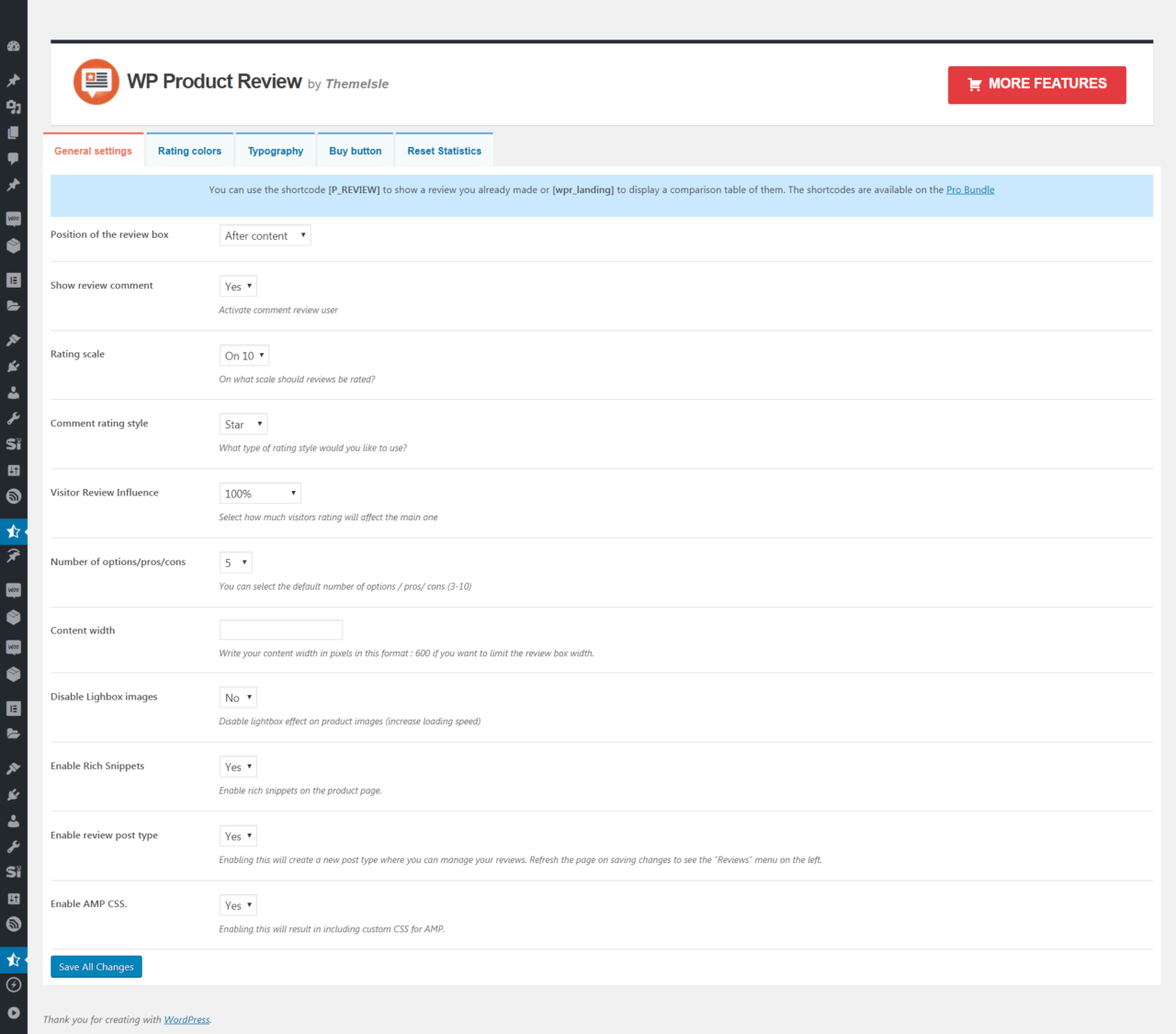 wp product review lite review-settings