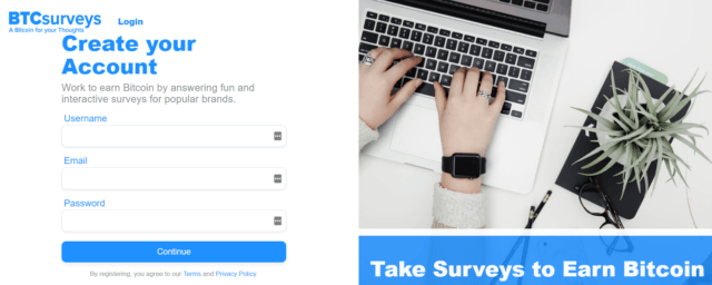 BTC Surveys review-homepage