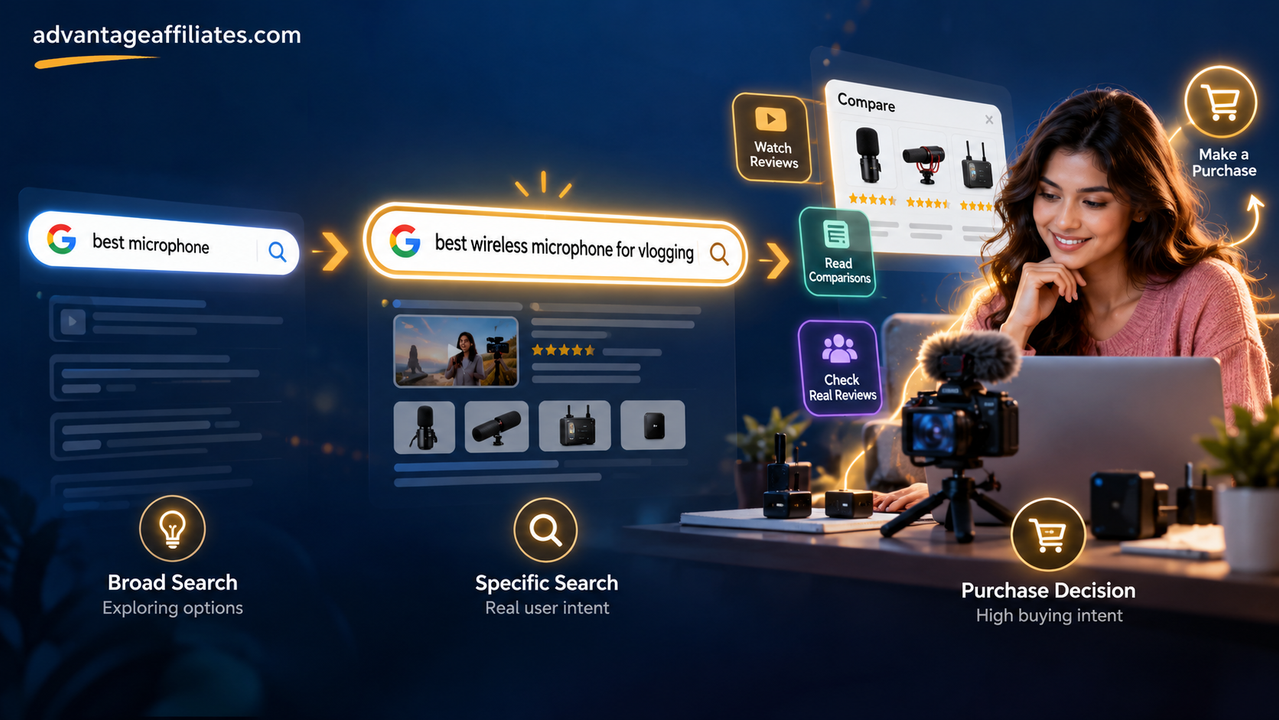 Best keyword strategies showing how a broad search becomes a high-intent product search